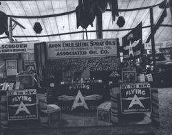 Gravenstein Apple Show, about 1930, with the display of the "Avon Emulsifine Spray Oils from Associated Oil Co
