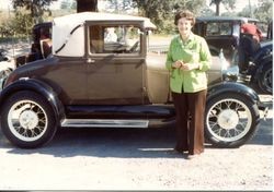 Vintage cars visit the Hallberg Apple Farm roadside stand, October, 1982