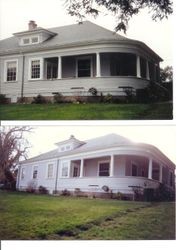 Two views of the, about 1903 Huntley House at 7925 Washington Avenue, Sebastopol, California, previously Huntley Avenue, about 1990