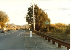 Hallberg Apple Farm roadside stand sign along Gravenstein Highway North (Highway 116), Sebastopol, California, 1979