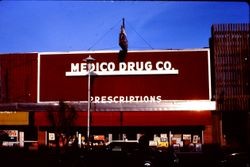 Medico Drug store on North Main Street in downtown Sebastopol, California, 1977