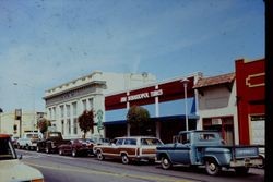Sebastopol South Main (east side) junction of Highway 116 and 12, location of Sierra National Bank, the Sebastopol Times and Joe's Budget Store