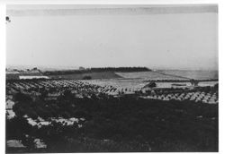 Panoramic view of the Burbank Experiment Farm with original cottage and barn