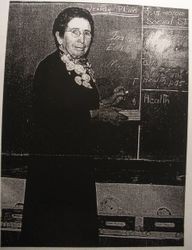 Miss Margaret Witham, teacher at Watson School, Bodega, California, 1950 at the time of her retirement
