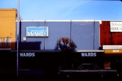Montgomery Wards store on Main Street Sebastopol, California, next to Sebastopol Books, 1977