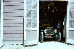 Vintage car inside a building at George H. Smith's Georgetown near Sebastopol, California, 1997