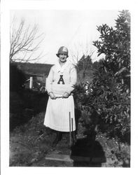 Ramona Baker in Analy High School sweater, 1923 or 1924