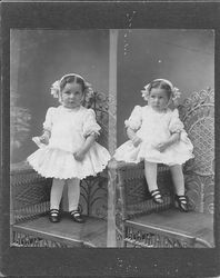 Studio portrait of an unidentified young girl, two to three years old, about early 1900s