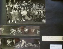 Analy High School band with teacher Keck Night, sitting in stands at Napa vs Analy game Friday night, September 30th, 1949