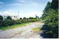 P&SR right of way looking southeast toward Petaluma Avenue behind Depot building (West County Museum) on May 22, 1995