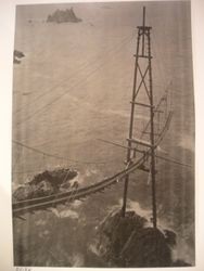 Large schooner loading chute at Pacific coast, Mendocino County