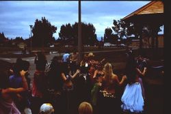 Belly dancers performing at the dedication of the gazebo at Brookhaven Park, Sebastopol, California, October 1976