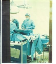 Surgery in process at Palm Drive Hospital in 1982