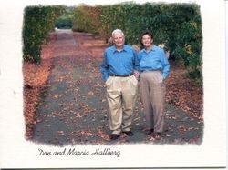 Portrait photo of Donald and Marcia Jewell Hallberg,1999 used in their memorial card in 2003