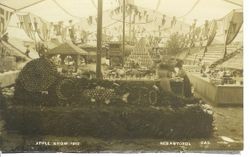 1910 Gravenstein Apple Show displays being set up