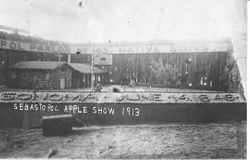 1913 Gravenstein Apple Show display by the Native Sons of the Golden West, Sebastopol Parlor No. 143 depicting the Bear Flag Revolt in the town of Sonoma on June 14, 1848
