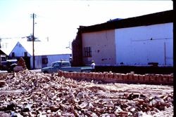 Demolition of buildings on Main Street in downtown Sebastopol, California, 1977