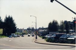 Sebastopol, California, looking south on North Main Street by the Safeway store sign, about 2000