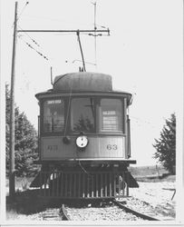 Petaluma & Santa Rosa Railway (P&SR) car No. 63 on the railway tracks