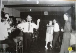 Ernie Julius and Neubert (Pat) Geisler inside the Blue Room, bar and restaurant, about early 1950s