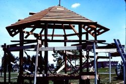 Construction of the gazebo at Brookhaven Park in Sebastopol, summer 1976