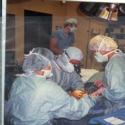 Surgery in process at Palm Drive Hospital, August, 1985