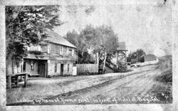 Looking up the road from a point in front of Hotel at "Bay,"Cal
