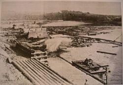 Log pond at the mouth of China Gulch(?) Mendocino County, California, about early 1900s