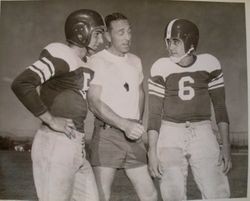 Analy High School Tigers football, 1953--fullback Charles Napoli, Coach Walt Foster and Halfback Dan Adair