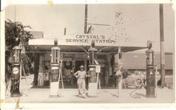 Crystal's Service Station on east side of Main Street in Sebastopol between Wilton and McKinley