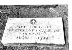 Headstone grave marker for James Gregson in the Green Valley Cemetery in Graton