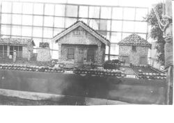 1912 Gravenstein Apple Show display of a miniature farm house with windmill and well made of apples