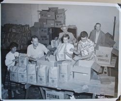 Sebastopol Lions Club project with students and Club members Joe Johnson, Dick Dickenson, Phil Wetch and Harold Bratten, about 1955 (Sebastopol Lions Club scrapbook photo)