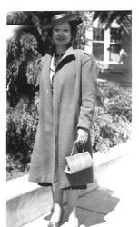 Bunni Cornelia E. Myers in coat and hat, Easter 1938