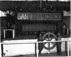 Mary Evelyn Cruse, niece of Hubert B. Scudder, at the Gravenstein Apple Show in Sebastopol, California, about 1932