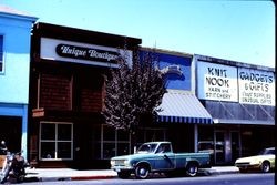 Unique Boutique shop on North Main Street, Sebastopol, California, after the faade was redone, 1977