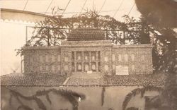 1910 Gravenstein Apple Show display of California State Capitol building in Sacramento made of whole and sliced apples