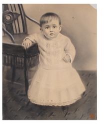 Hand drawn portrait of Lola Swain as a very young child