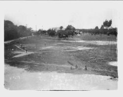 Boys at recess on the boy's side of the playground at Sebastopol Primary school on the baseball field, 1920s