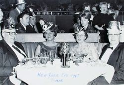 Bob Hallberg, Ann Hallberg, Bess Barlow Hallberg and Oscar A. Hallberg at the Sahara Resort and Casino, South Shore Lake Tahoe, Nevada on New Year's Eve 1967