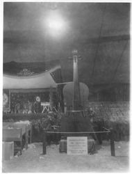 Gravenstein Apple Show, 1929, display of "The World's Largest Fiddle" made by the Bridgeford Planning Mill of Sebastopol in 1928 or 1929