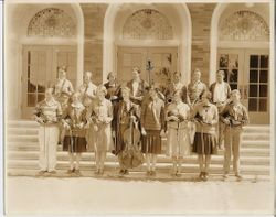 Analy Union High School music class picture for yearbook Azalea, about 1927, taken on the steps of Analy High