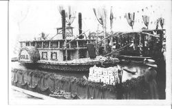 1911 Gravenstein Apple Show display of a replica of the steamship Gold that transported apples, fruit and goods from Sonoma County via Petaluma to San Francisco