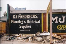 Demolition of the R. S. Basso building on North Main Street, about 1980