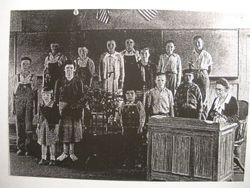 Miss Margaret Witham and her students at Watson School, Bodega, California, 1937