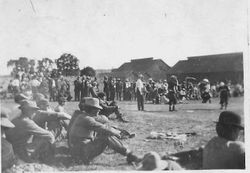 Group of spectators watches Graton's baseball team play on the field located between Edison and Bowen Streets in Graton, California, 1911