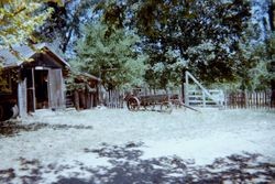 Outbuildings with wagon and corral at George H. Smith's Georgetown near Sebastopol, California, 1997