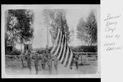 Barlow's Berry Camp flag raising ceremony with five boy buglers