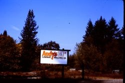 Andy 's Lumber and Milling Company sign in Sebastopol, California, 1970