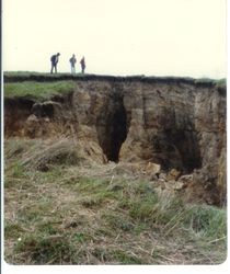 View of the damage caused by a landslide at 2540 Blucher Valley Road, south of Sebastopol, California, April 1983